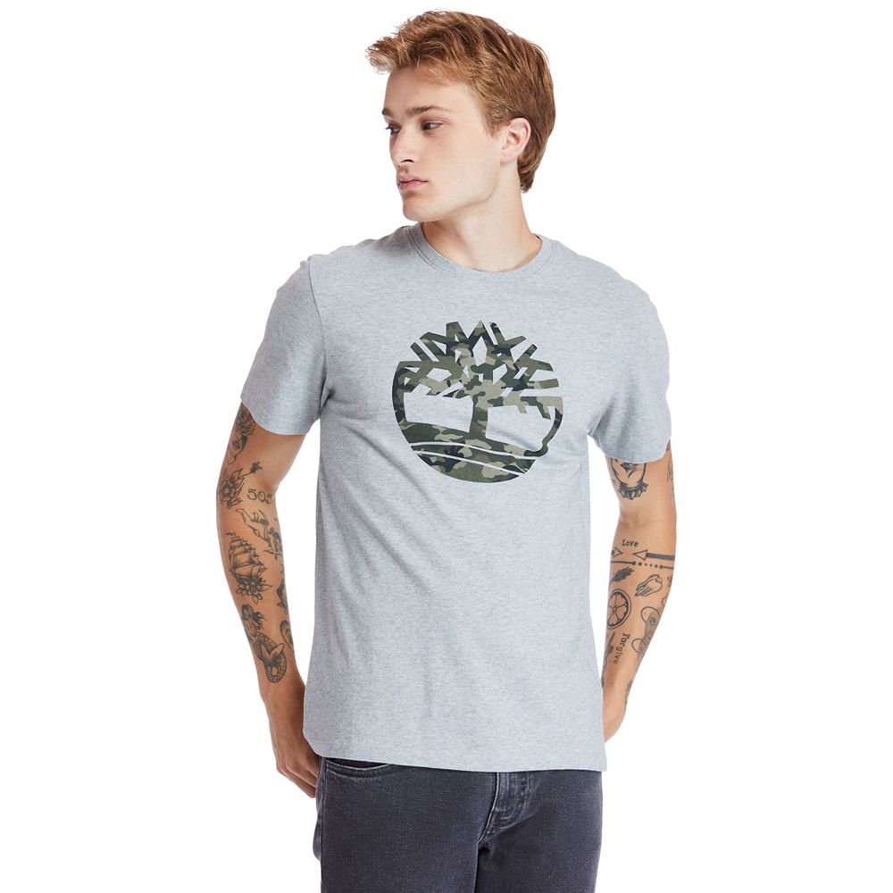 Camisetas Timberland Hombre Kennebec River Tree-Logo Gris - Chile WMJ-549081